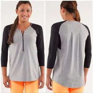 Lululemon Spincity Long Sleeve Heathered Silver Slate / Black